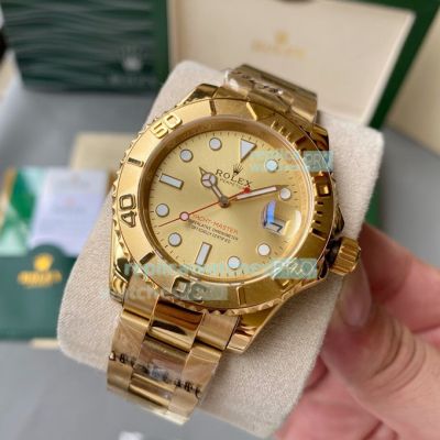 High Replica Rolex Yacht Master Watch Yellow Gold Face Yellow Gold strap Yellow Gold Bezel 